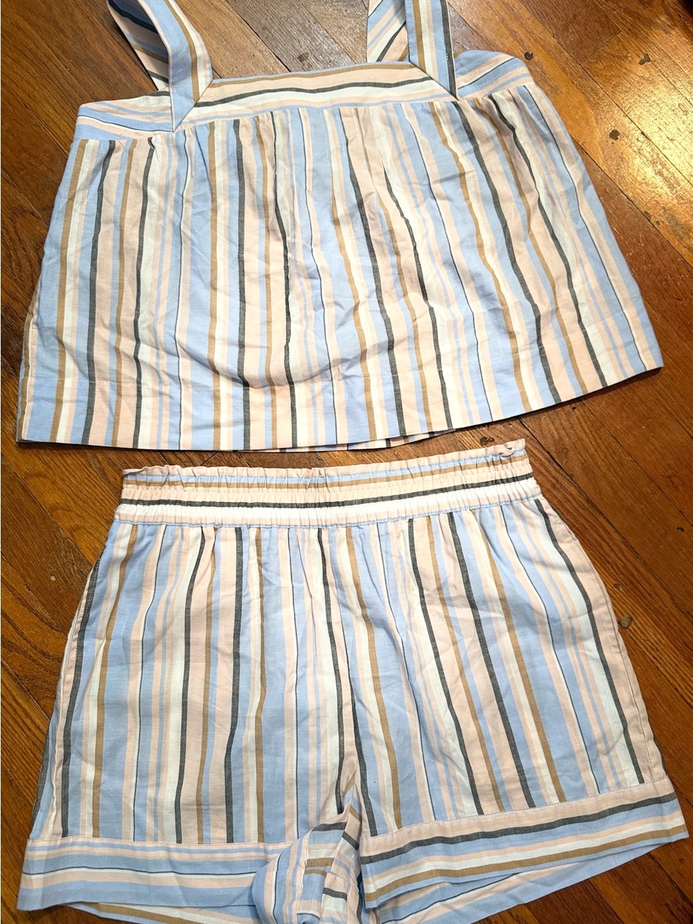 Caroline Constas Striped Crop Top Shorts Matching Set L Like New
